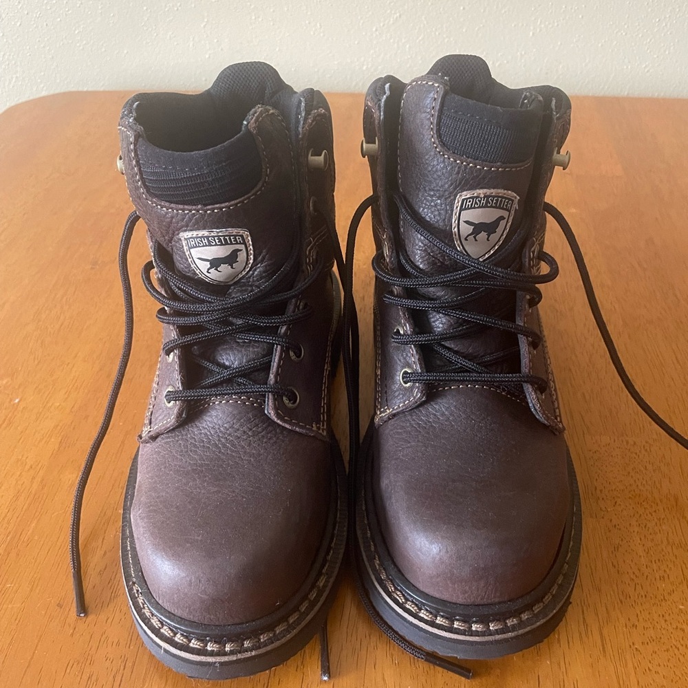 Irish Setter womens girls Brown Leather Boots (stylish steel toe)  quality